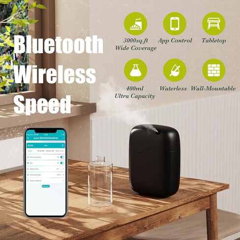 Hotel Scent Diffuser, Waterless Essential Oil Diffuser with Bluetooth Control, 400ml Capacity Aromatherapy Machine, Black, Wall Mount or Tabletop, Low Noise Operation, Covers up to 3000 Sq Ft in Saudi Arabia