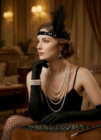 Zinniday Vintage 1920s Accessories for Women, 9 Pcs 20s Flapper Accessories Roaring 20s Theme Set for Evening Cocktail Prom in Saudi Arabia