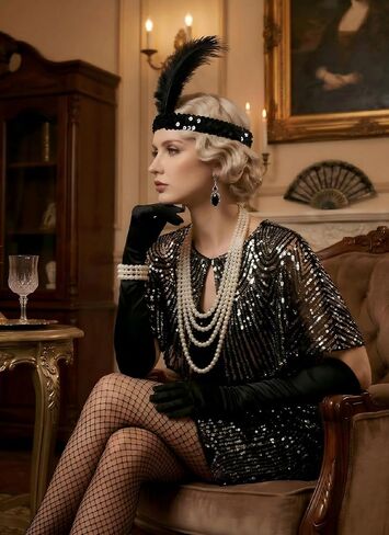 Zinniday Vintage 1920s Accessories for Women, 9 Pcs 20s Flapper Accessories Roaring 20s Theme Set for Evening Cocktail Prom in Saudi Arabia