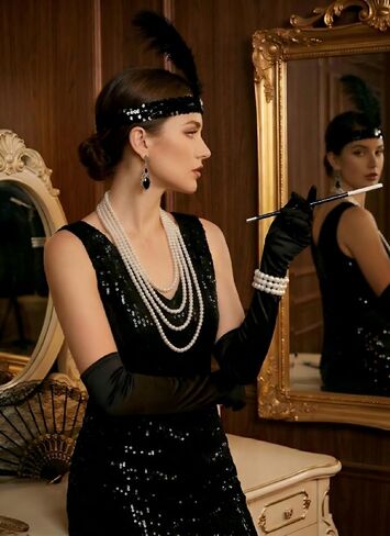 Zinniday Vintage 1920s Accessories for Women, 9 Pcs 20s Flapper Accessories Roaring 20s Theme Set for Evening Cocktail Prom in Saudi Arabia