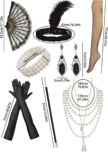 Zinniday Vintage 1920s Accessories for Women, 9 Pcs 20s Flapper Accessories Roaring 20s Theme Set for Evening Cocktail Prom in Saudi Arabia
