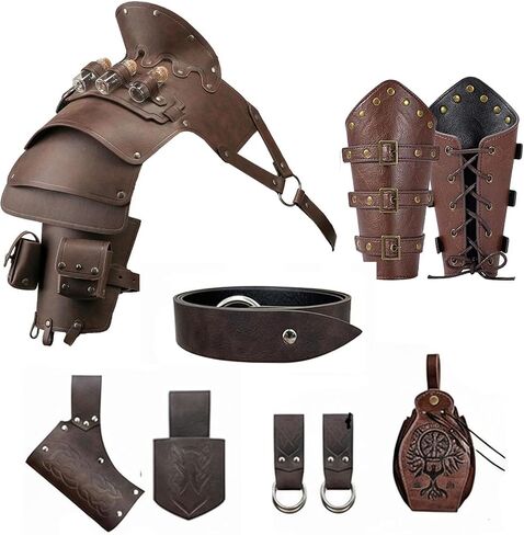 SUMGOGO Shoulder Armor Pauldron Vial Belt Pouch Waist Bag Bracer Medieval Knight Robot Renaissance Cosplay Viking Costume in Saudi Arabia