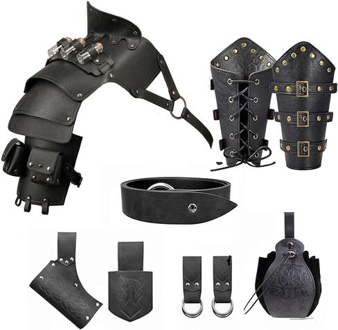SUMGOGO Shoulder Armor Pauldron Vial Belt Pouch Waist Bag Bracer Medieval Knight Robot Renaissance Cosplay Viking Costume in Saudi Arabia