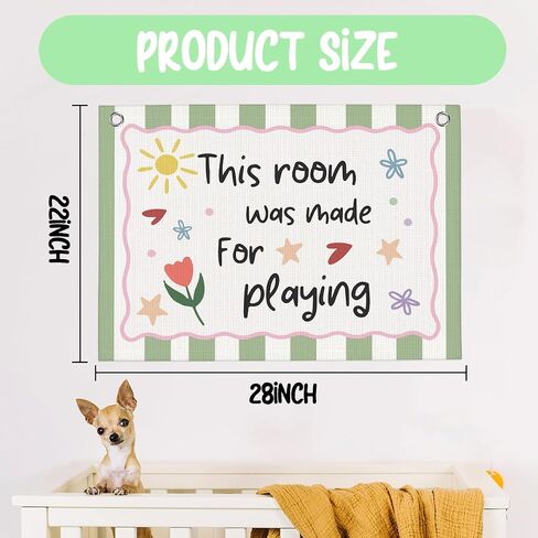 Kids Playroom Decor Banner Sage Green Play Room Wall Decor 30"x20" in Saudi Arabia
