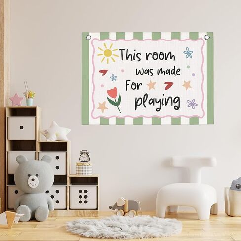 Kids Playroom Decor Banner Sage Green Play Room Wall Decor 30"x20" in Saudi Arabia