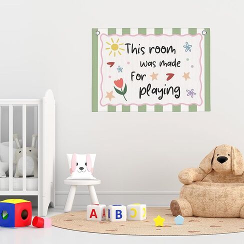 Kids Playroom Decor Banner Sage Green Play Room Wall Decor 30"x20" in Saudi Arabia