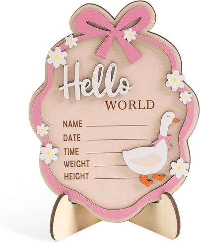 Baby Boy Announcement Sign, 3D Excavator Wooden Hello World Newborn Sign with Stand, Construction Decor Nursery Name Board, Welcome Birth Decorations for Hospital Baby Shower Photo Prop Gift in Saudi Arabia
