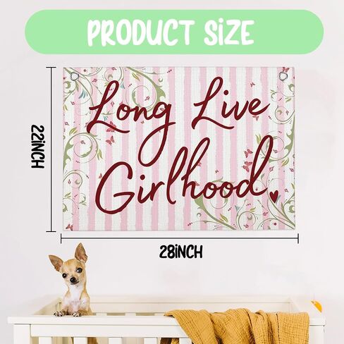 Vintage Floral Long Live Girlhood Banner Toddler Girl Room Decor 30"x20" | Cottagecore Girls Bedroom Decor for Nursery Playroom Toddler Room Toy Room Bedroom Dorm in Saudi Arabia