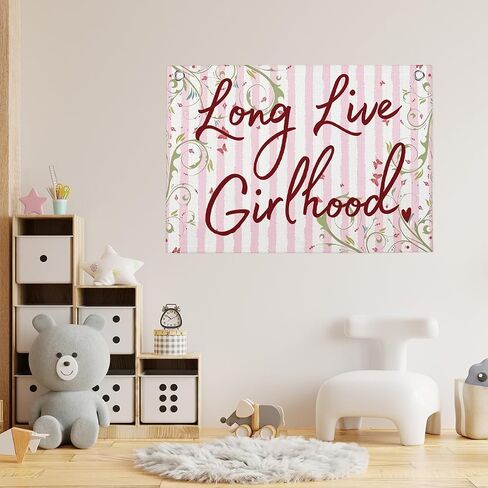 Vintage Floral Long Live Girlhood Banner Toddler Girl Room Decor 30"x20" | Cottagecore Girls Bedroom Decor for Nursery Playroom Toddler Room Toy Room Bedroom Dorm in Saudi Arabia