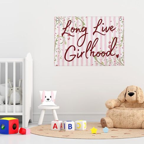 Vintage Floral Long Live Girlhood Banner Toddler Girl Room Decor 30"x20" | Cottagecore Girls Bedroom Decor for Nursery Playroom Toddler Room Toy Room Bedroom Dorm in Saudi Arabia