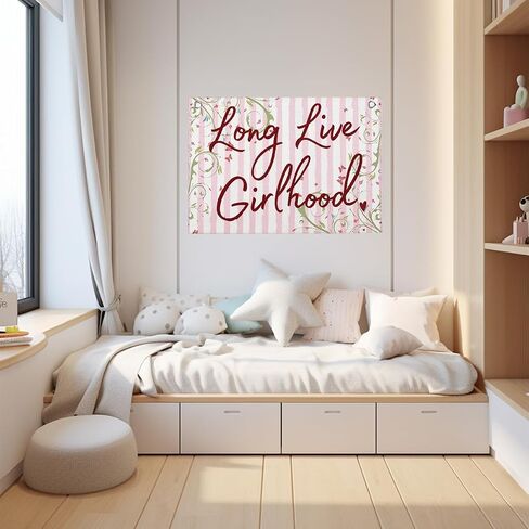 Vintage Floral Long Live Girlhood Banner Toddler Girl Room Decor 30"x20" | Cottagecore Girls Bedroom Decor for Nursery Playroom Toddler Room Toy Room Bedroom Dorm in Saudi Arabia