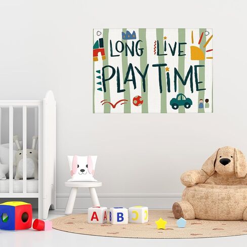 Long Live Playtime Banner Sage Green Playroom Wall Decor for Boys 30"x20" | Toddler Playroom Decor for Nursery Toddler Girls Boys Kids Toy Room Play Room Kidroom in Saudi Arabia