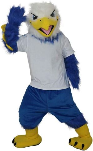 Long Hair Blue Eagle Bird Costume Mascot For Holiday Party Fancy Dress Cartoon in Saudi Arabia