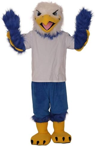 Long Hair Blue Eagle Bird Costume Mascot For Holiday Party Fancy Dress Cartoon in Saudi Arabia