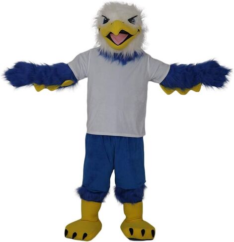 Long Hair Blue Eagle Bird Costume Mascot For Holiday Party Fancy Dress Cartoon in Saudi Arabia