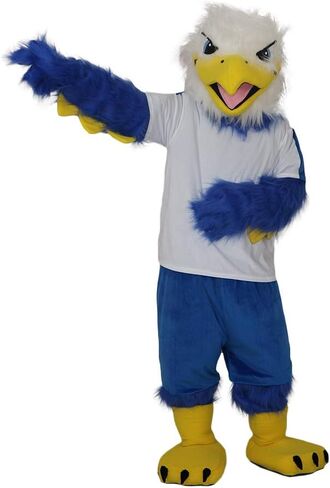 Long Hair Blue Eagle Bird Costume Mascot For Holiday Party Fancy Dress Cartoon in Saudi Arabia