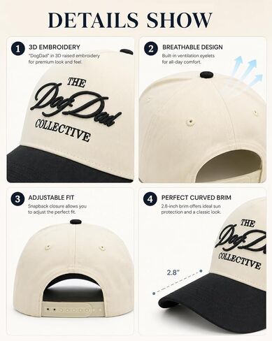 Dog Dad Trucker Hat for Men, Dog Lovers Gift for Birthday Father's Day from Wife Daughter Son, Vintage Two-Tone 3D Embroidery Baseball Cap for Casual Wear in Saudi Arabia