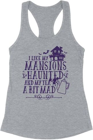قميص بدون أكمام I Like My Mansions Haunted بدون أكمام للسيدات بظهر متسابق in Kuwait