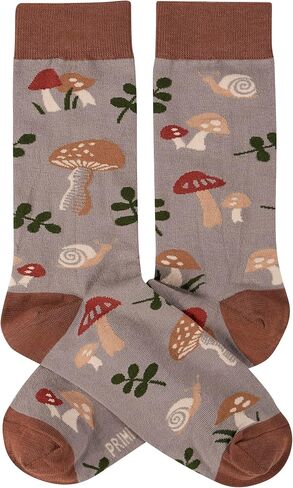 Primitives من Kathy Novelty Socks، تصميم على طراز Cottage Core من حلزون الفطر في لوحة ألوان ترابية، هدية للبستاني والفطر ومحبي الطبيعة. قطن، نايلون، سباندكس، مقاس واحد، مجموعة LOL in Kuwait