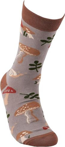 Primitives من Kathy Novelty Socks، تصميم على طراز Cottage Core من حلزون الفطر في لوحة ألوان ترابية، هدية للبستاني والفطر ومحبي الطبيعة. قطن، نايلون، سباندكس، مقاس واحد، مجموعة LOL in Kuwait