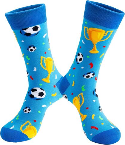 BISOUSOX Funny Soccer Socks for Men, Cool Novelty Soccer Gifts for Men, Dad, Husband, Soccer Lovers & Fans, World Cup in Saudi Arabia