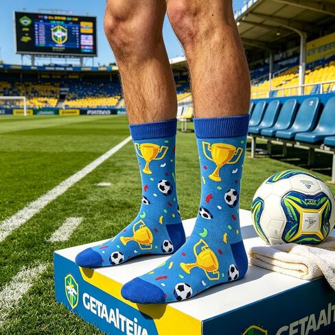 BISOUSOX Funny Soccer Socks for Men, Cool Novelty Soccer Gifts for Men, Dad, Husband, Soccer Lovers & Fans, World Cup in Saudi Arabia