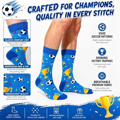 BISOUSOX Funny Soccer Socks for Men, Cool Novelty Soccer Gifts for Men, Dad, Husband, Soccer Lovers & Fans, World Cup in Saudi Arabia