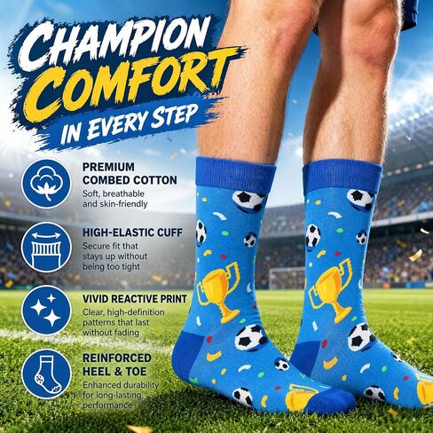BISOUSOX Funny Soccer Socks for Men, Cool Novelty Soccer Gifts for Men, Dad, Husband, Soccer Lovers & Fans, World Cup in Saudi Arabia