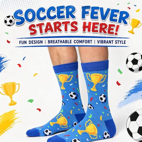 BISOUSOX Funny Soccer Socks for Men, Cool Novelty Soccer Gifts for Men, Dad, Husband, Soccer Lovers & Fans, World Cup in Saudi Arabia