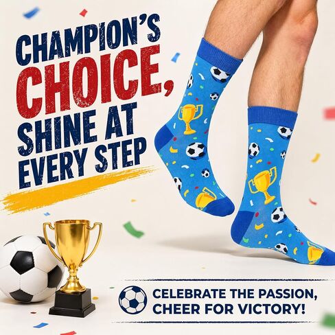 BISOUSOX Funny Soccer Socks for Men, Cool Novelty Soccer Gifts for Men, Dad, Husband, Soccer Lovers & Fans, World Cup in Saudi Arabia