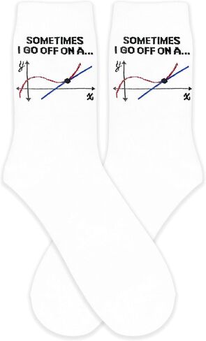 "Sometimes I Go Off On A... Math Pun Crew Socks - Calculus Tangent Line Socks for Nerds & Students | Funny STEM Gift.(109) in Saudi Arabia