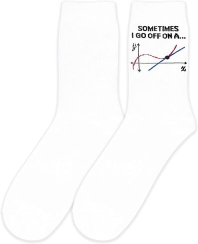 "Sometimes I Go Off On A... Math Pun Crew Socks - Calculus Tangent Line Socks for Nerds & Students | Funny STEM Gift.(109) in Saudi Arabia