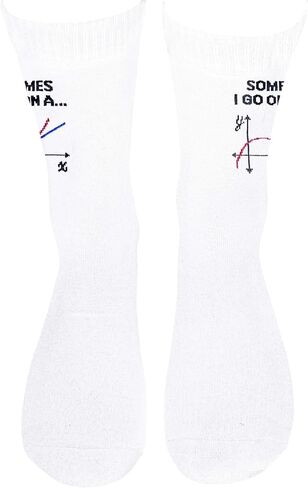 "Sometimes I Go Off On A... Math Pun Crew Socks - Calculus Tangent Line Socks for Nerds & Students | Funny STEM Gift.(109) in Saudi Arabia
