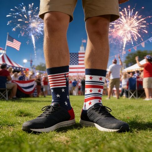 American USA Flag Socks,4th July Patriotic Red White Blue Stars Stripes Socks for 250th Anniversary Freedom Day Gifts in Saudi Arabia