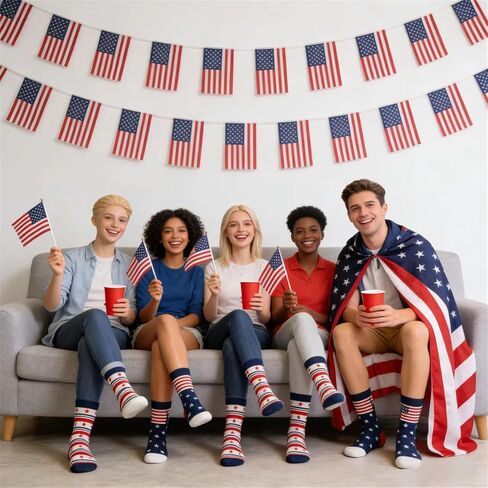 American USA Flag Socks,4th July Patriotic Red White Blue Stars Stripes Socks for 250th Anniversary Freedom Day Gifts in Saudi Arabia