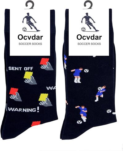 Funny Soccer Socks for Men, 2 Pairs Hilarious Footballer Gift for Sports Fans & Players, Unique & Fun Gift for Men Size 9-13 in Saudi Arabia