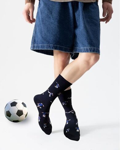 Funny Soccer Socks for Men, 2 Pairs Hilarious Footballer Gift for Sports Fans & Players, Unique & Fun Gift for Men Size 9-13 in Saudi Arabia