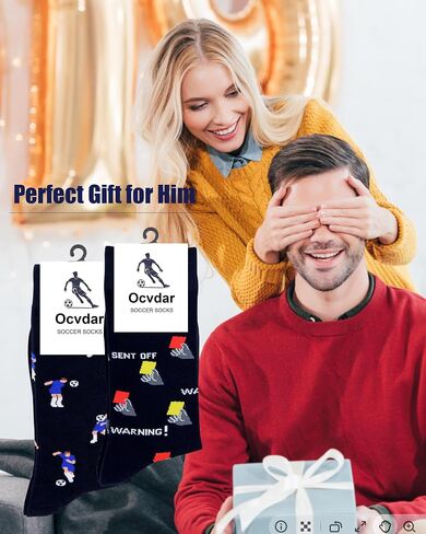 Funny Soccer Socks for Men, 2 Pairs Hilarious Footballer Gift for Sports Fans & Players, Unique & Fun Gift for Men Size 9-13 in Saudi Arabia