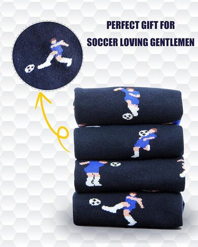 Funny Soccer Socks for Men, 2 Pairs Hilarious Footballer Gift for Sports Fans & Players, Unique & Fun Gift for Men Size 9-13 in Saudi Arabia