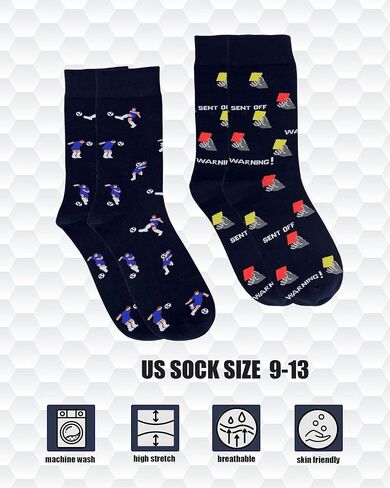 Funny Soccer Socks for Men, 2 Pairs Hilarious Footballer Gift for Sports Fans & Players, Unique & Fun Gift for Men Size 9-13 in Saudi Arabia