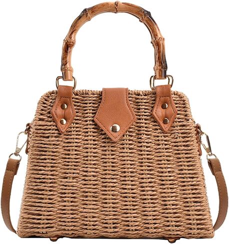 Women Straw Tote Bag Summer Beach Crossbody Bag Top-handle Woven Shoulder Handbag Vintage Vacation Purse in Saudi Arabia