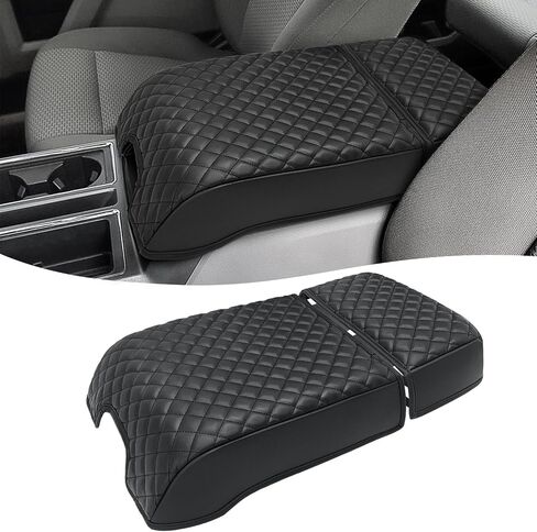 KBH Center Console Armrest Cover Set for Ford F150 2015-2020, F250 F350 F450 2017-2022, Ford Expedition 2018-2024, Bucket Seat, with Rear Cup Holder Cover, Black in Kuwait