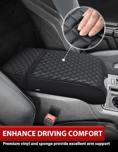KBH Center Console Armrest Cover Set for Ford F150 2015-2020, F250 F350 F450 2017-2022, Ford Expedition 2018-2024, Bucket Seat, with Rear Cup Holder Cover, Black in Kuwait