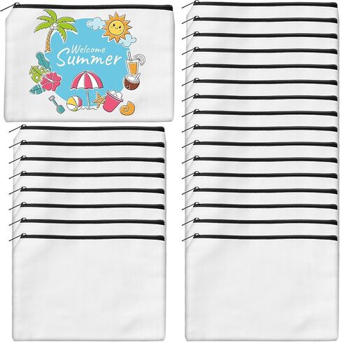 AMDAILY 50Pcs Sublimation Blank Canvas Makeup Bags, Bulk Blank DIY Heat Transfer Cosmetic Makeup Bags w/Black Zipper for Bridesmaid Makeup Bag Travel Toiletry Pouch Storage, Graduation Favor Craft in Saudi Arabia