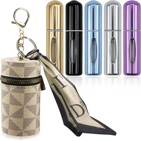 Mini Refillable Perfume Atomizer Bottles, Portable Travel Size Spray Bottles, Leak-Proof Aluminum Perfume Sprayers with Carry Bag(5 ml,5 Pack) in Saudi Arabia
