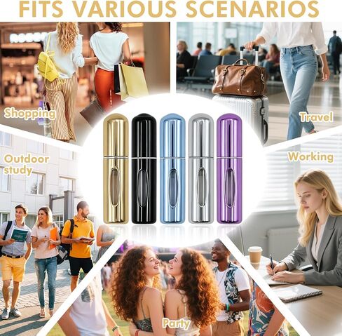 Mini Refillable Perfume Atomizer Bottles, Portable Travel Size Spray Bottles, Leak-Proof Aluminum Perfume Sprayers with Carry Bag(5 ml,5 Pack) in Saudi Arabia