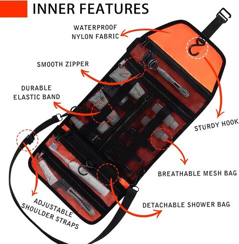 Janhavi Travel Hanging Toiletry Bag, Waterproof Roll Shaving Bags Cosmetic Bathroom Organizer, Large Capacity Toiletries Accessories, Multiple Compartments Makeup Bag With Adjustable Shoulder Strap in Kuwait