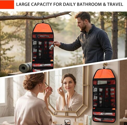 Janhavi Travel Hanging Toiletry Bag, Waterproof Roll Shaving Bags Cosmetic Bathroom Organizer, Large Capacity Toiletries Accessories, Multiple Compartments Makeup Bag With Adjustable Shoulder Strap in Kuwait
