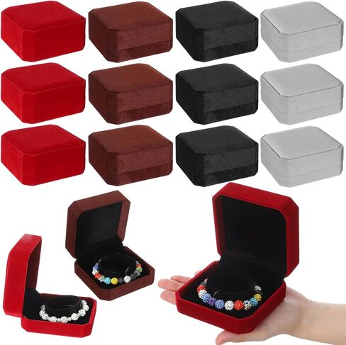12 Pcs Velvet Bracelet Box, 1.6" x 3.6" Bracelet Gift Box Case for Jewelry Gift Storage Bangle Organizer Holder for Wedding Engagement Proposal Birthday Anniversary Jewelry Display (4 Colors) in Saudi Arabia