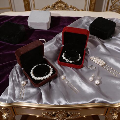 12 Pcs Velvet Bracelet Box, 1.6" x 3.6" Bracelet Gift Box Case for Jewelry Gift Storage Bangle Organizer Holder for Wedding Engagement Proposal Birthday Anniversary Jewelry Display (4 Colors) in Saudi Arabia